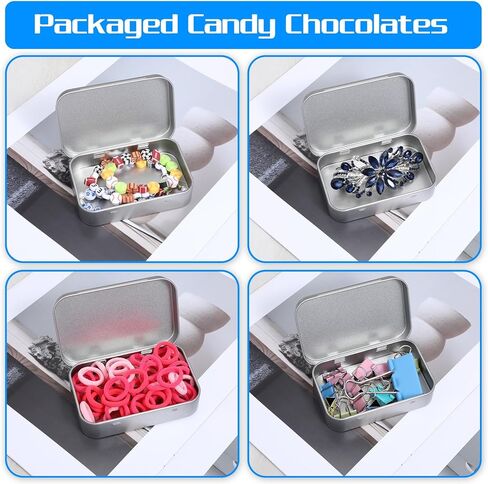 Nogeqi 2 pcs Metal Tin Box, Rectangular Metal Storage Box, Small Boxes with Lid, Empty Hinged Tin Container, Mini Small Storage Kit for Jewelry Eraser Candy Craft Organize (Matte Silver) in Saudi Arabia