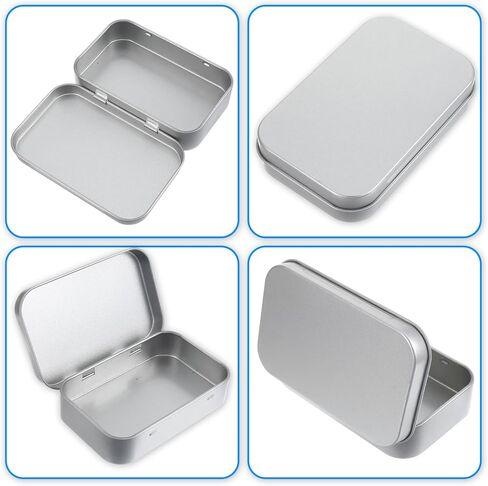 Nogeqi 2 pcs Metal Tin Box, Rectangular Metal Storage Box, Small Boxes with Lid, Empty Hinged Tin Container, Mini Small Storage Kit for Jewelry Eraser Candy Craft Organize (Matte Silver) in Saudi Arabia