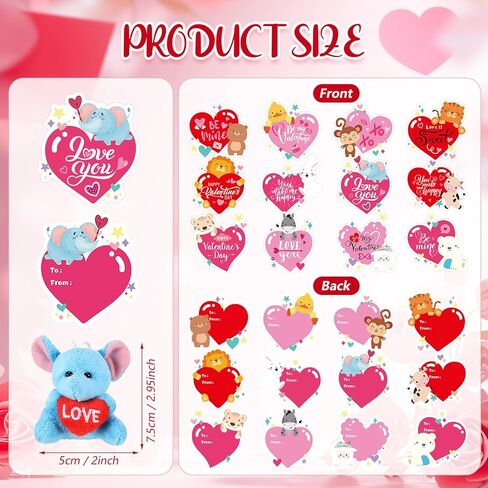 30 Set Valentine Plush Bulk Valentine Classroom Gifts for Kids Mini Stuffed Animals with Cards for Students Party Favors School Exchange Prize in Saudi Arabia