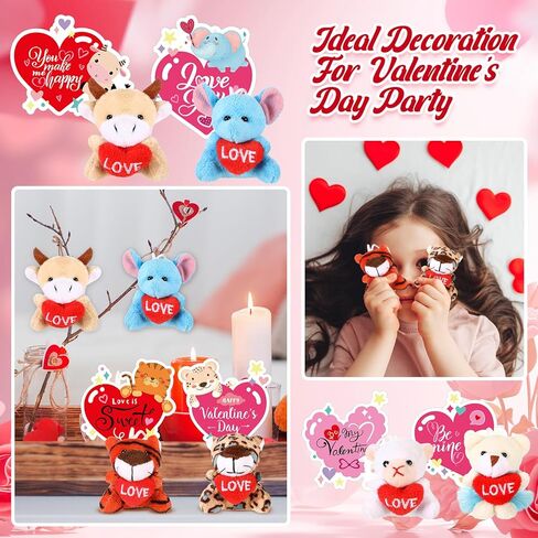 30 Set Valentine Plush Bulk Valentine Classroom Gifts for Kids Mini Stuffed Animals with Cards for Students Party Favors School Exchange Prize in Saudi Arabia