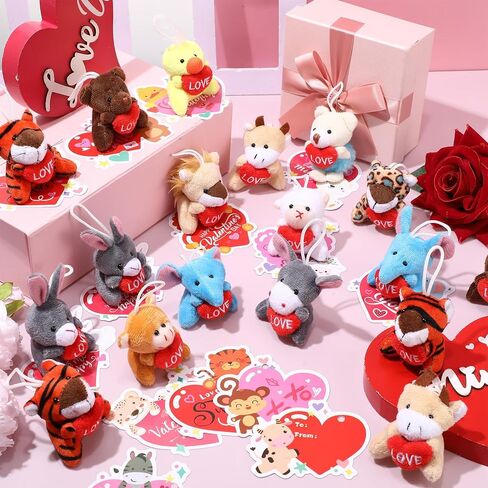 30 Set Valentine Plush Bulk Valentine Classroom Gifts for Kids Mini Stuffed Animals with Cards for Students Party Favors School Exchange Prize in Saudi Arabia