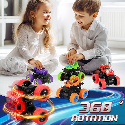 24 Pack Valentines Day Cards for Kids with Monster Truck Toys, Valentine's Cards for School Classroom Valentine's Day Gifts Exchange, Inertia Stunt Car Valentines Party Favors Prizes for Kids Boys in Saudi Arabia