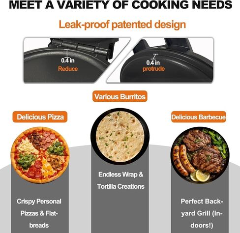 10" 1200W Electric Tortilla Press & Chapati Maker - for Roti, Crepes, Grilling | Includes Warming Bag & Spatula (Black) in Kuwait