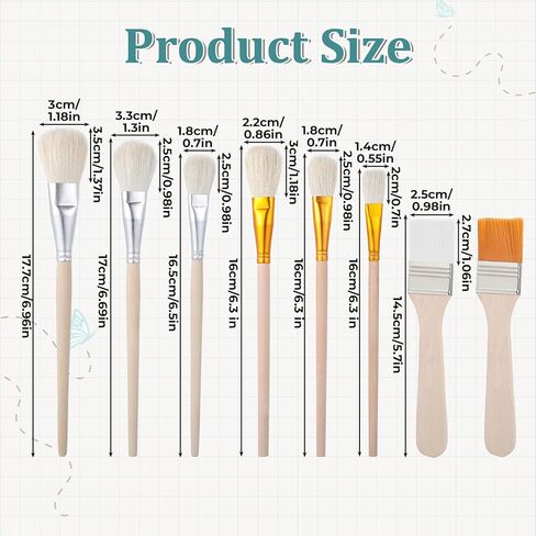 8 PCS Mop Brush for Acrylic Painting Professional Blending Brush Assorted Size Artist Brushes with Wooden Handle for Acrylic, Watercolor, Gouache Oil in Kuwait