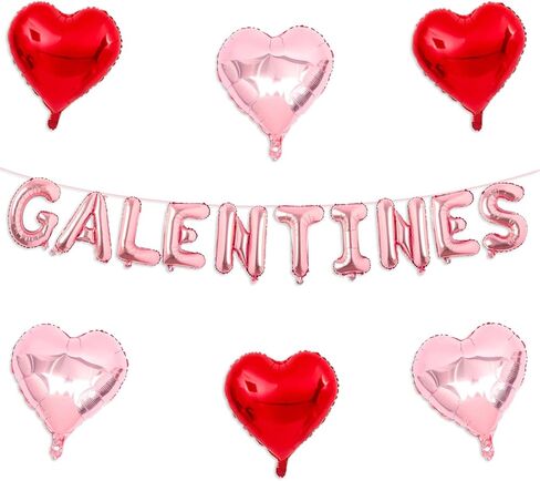 Rose Gold Galentines Balloons, 16 Inch Galentines Day Balloons Red Rose Gold Heart Balloon for Galentines Party Hotel Room Office Classroom Decor in Saudi Arabia