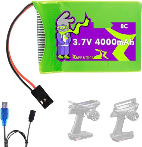 3.7V 4000mAh 8C Lipo Futuba/5500 Plug Battery for SANWA MT44 M17 Receiver/Transmitter with 1S USB Charger in Kuwait