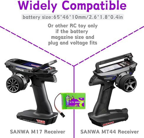 3.7V 4000mAh 8C Lipo Futuba/5500 Plug Battery for SANWA MT44 M17 Receiver/Transmitter with 1S USB Charger in Kuwait