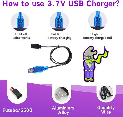3.7V 4000mAh 8C Lipo Futuba/5500 Plug Battery for SANWA MT44 M17 Receiver/Transmitter with 1S USB Charger in Kuwait