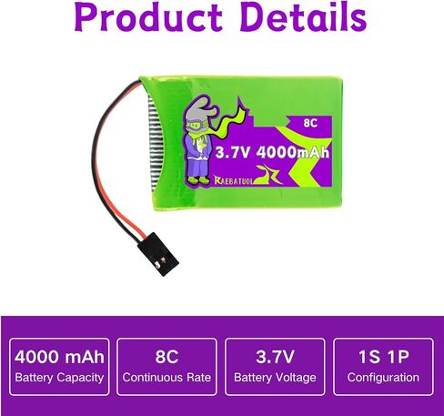 3.7V 4000mAh 8C Lipo Futuba/5500 Plug Battery for SANWA MT44 M17 Receiver/Transmitter with 1S USB Charger in Kuwait