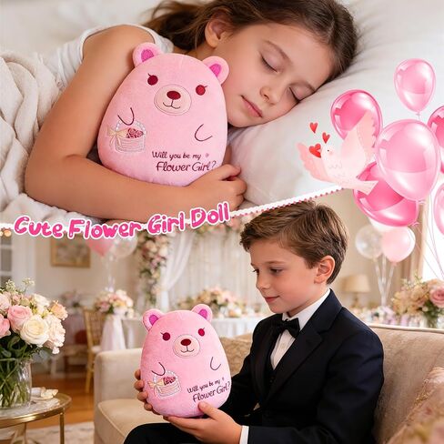 زهرة فتاة دمية دب محشوة الحيوان، هل ستكون بلدي زهرة فتاة لطيف الوردي دمية دب أفخم للأطفال، هدايا مثالية للفتيات زهرة من العروس العريس لحفل الزفاف اقتراح الذكرى السنوية in Kuwait