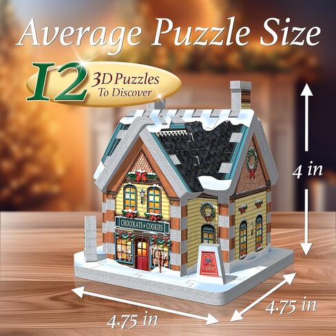 لغز Wrebbit3D Advent Calendar ثلاثي الأبعاد | اكتشف وقم ببناء منازل ساحرة لعرضها في عطلة أبدية | 12 قطعة أحجية معبأة بشكل فردي (870 قطعة إجمالية) | قرية عيد الميلاد على الطاولة قابلة لإعادة الاستخدام in Kuwait