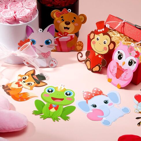 Gueevin 48 مجموعات DIY الحيوان عيد الحب الحرف اليدوية للأطفال عيد الحب الحرف الهدايا اصنع ملصقات الحيوانات الخاصة بك مجموعات الحلي المعلقة لأنشطة الفصول الدراسية المنزلية in Saudi Arabia