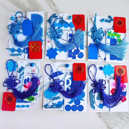 Winlyn 24 مجموعة من زخارف السنة الصينية الجديدة DIY Ming Vase الحلي الحرفية مجموعات المزهريات الرغوية الفارغة مع ملصقات صينية زرقاء وبيضاء للأطفال وأنشطة الفصول الدراسية الآسيوية هدايا الحفلات وتبادل الهدايا in Kuwait