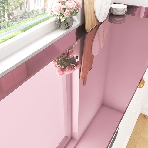WESTICK Rose Gold Permanent Vinyl Glossy Mirror Contact Paper Peel and Stick Mirror Wallpaper Self Adhesive Reflective Metallic Vinyl Roll for Fridge Wrap DIY Home Decor Craft Shelf Liner 15.8" x 80" in Saudi Arabia