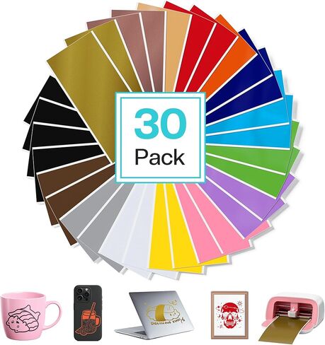 فينيل ذكي دائم مقاس 13.97 سم × 30.48 سم - حزمة فينيل متعددة الألوان متوافقة مع Cricut Joy، فينيل لاصق قابل للإزالة لديكور الحفلات، وصناعة الملصقات وصياغة المنزل، والإكسسوارات in Saudi Arabia