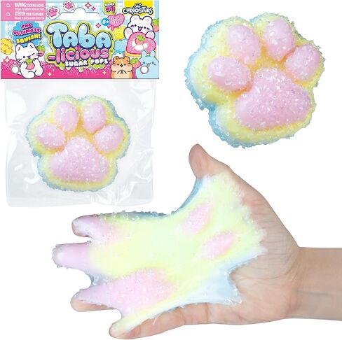ORB Tabalicious Sugar Pops TABA Rainbow Cat Paw Squishy Toy - الأزرق والأبيض والأصفر والوردي مخلب القط مع البريق - لينة لزجة TABA Squishies - متعة اسفنجي الإجهاد الكرة Kawaii تململ اللعب للأطفال والكبار in Saudi Arabia