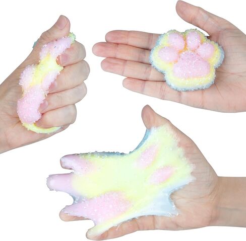 ORB Tabalicious Sugar Pops TABA Rainbow Cat Paw Squishy Toy - الأزرق والأبيض والأصفر والوردي مخلب القط مع البريق - لينة لزجة TABA Squishies - متعة اسفنجي الإجهاد الكرة Kawaii تململ اللعب للأطفال والكبار in Saudi Arabia