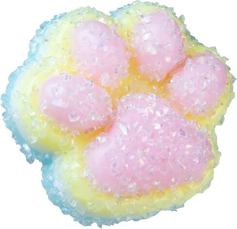 ORB Tabalicious Sugar Pops TABA Rainbow Cat Paw Squishy Toy - الأزرق والأبيض والأصفر والوردي مخلب القط مع البريق - لينة لزجة TABA Squishies - متعة اسفنجي الإجهاد الكرة Kawaii تململ اللعب للأطفال والكبار in Saudi Arabia