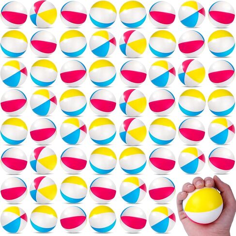 96 PCS Beach Leach Calls Bulk 2 "Mini Relief Lough Ball Pu Foam Squeezy Balls Summer Swimming Pool Game Toy Rainbow Beach Ball for Hawaiian Beach Birthday Party Form in Kuwait