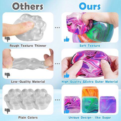 3Pack Big Squishy Stress Cube, Stress Balls for Kids & Adults, Ice Squishy Cube Sugar Balls, Sensory Fidget Toys for Anxiety Relief, Autism ADHD Stress Relief Toy, Classroom Prize, Party Favors in Saudi Arabia
