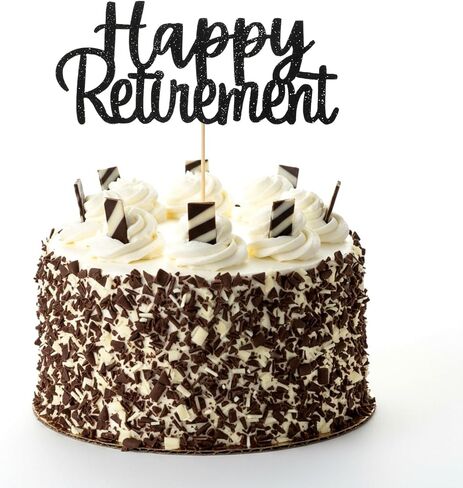 Retirement Cake Topper, Happy Retirement Cake Toppers Picks for Desserts, Cupcakes, Party Theme 1 Pack(Black) in Saudi Arabia