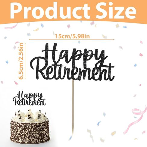 Retirement Cake Topper, Happy Retirement Cake Toppers Picks for Desserts, Cupcakes, Party Theme 1 Pack(Black) in Saudi Arabia