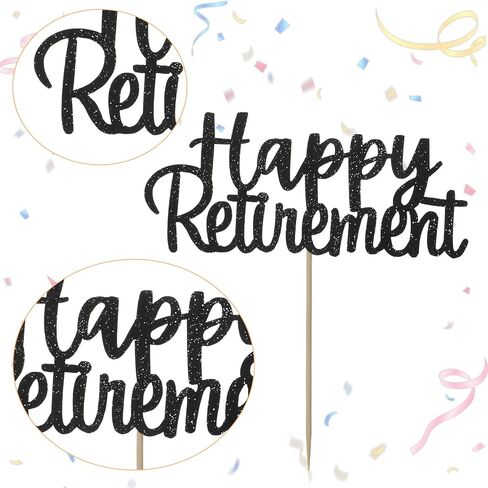 Retirement Cake Topper, Happy Retirement Cake Toppers Picks for Desserts, Cupcakes, Party Theme 1 Pack(Black) in Saudi Arabia