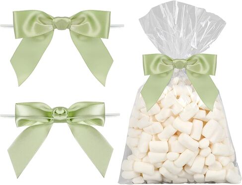 JarThenaAMCS 50Pcs Clear Cellophane Bag with Blue Bow Twist Tie Candy Treat Bags Plastic Goodie Bags for Home Party Sweet Snack Cookie Packing in Saudi Arabia
