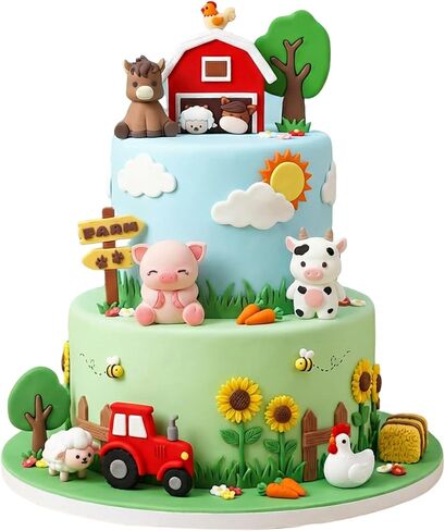 Knana 10Pcs Farm Animal Cake Topper Farm Cake Decorations for Farm Animal Themed Birthday Party Supplies in Saudi Arabia