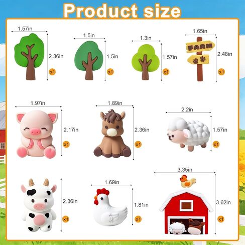 Knana 10Pcs Farm Animal Cake Topper Farm Cake Decorations for Farm Animal Themed Birthday Party Supplies in Saudi Arabia