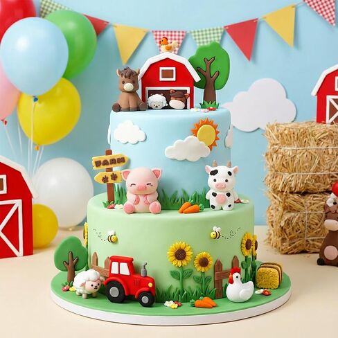 Knana 10Pcs Farm Animal Cake Topper Farm Cake Decorations for Farm Animal Themed Birthday Party Supplies in Saudi Arabia