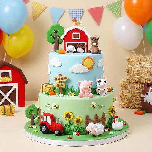 Knana 10Pcs Farm Animal Cake Topper Farm Cake Decorations for Farm Animal Themed Birthday Party Supplies in Saudi Arabia