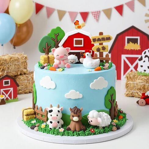 Knana 10Pcs Farm Animal Cake Topper Farm Cake Decorations for Farm Animal Themed Birthday Party Supplies in Saudi Arabia