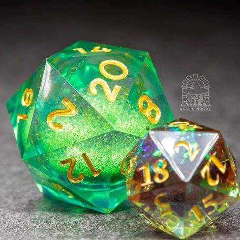 Sage's Spirits Liquid Core D20 33mm Chonky Sharp Edge الراتنج يموت DND النرد للأبراج المحصنة والتنينات RPG منضدية TTRPG (أرواح الطبيعة) in Kuwait