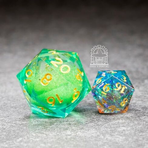 Sage's Spirits Liquid Core D20 33mm Chonky Sharp Edge الراتنج يموت DND النرد للأبراج المحصنة والتنينات RPG منضدية TTRPG (أرواح الطبيعة) in Kuwait