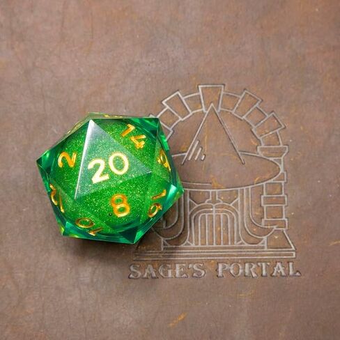 Sage's Spirits Liquid Core D20 33mm Chonky Sharp Edge الراتنج يموت DND النرد للأبراج المحصنة والتنينات RPG منضدية TTRPG (أرواح الطبيعة) in Kuwait