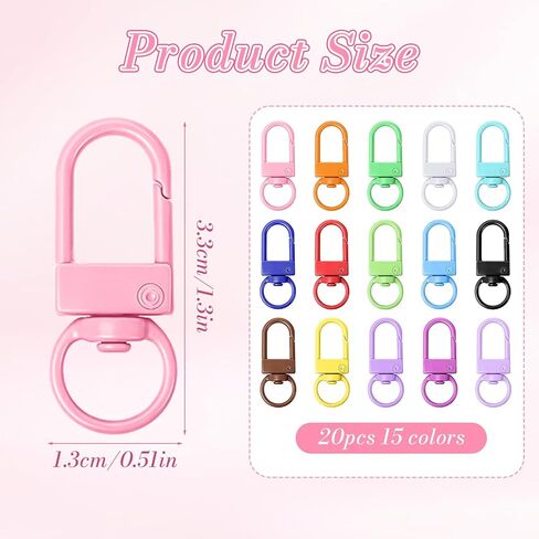 20 Pcs Colorful Small Metal Lobster Claw Clasps, Swivel Lanyard Clasp for Backpack Charms, Claws Buckle Clasp DIY Craft Jewelry Making in Saudi Arabia