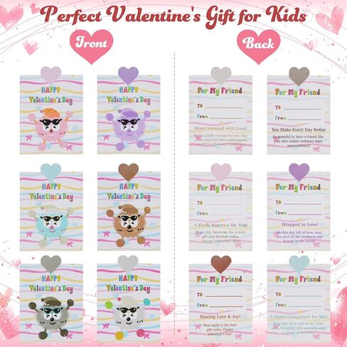 Valentines Day Cards and Gifts for Kids School 24 Pack Cartoon Plush Keychain Set Classroom Exchange for Students with Stuffed Toys in Saudi Arabia