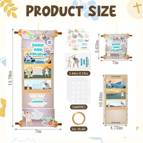 Tenceur 25 مجموعة David and Goliath DIY Craft Kit، ملصقات DIY المسيحية، مشاهد الحرف اليدوية، زخرفة معلقة للبالغين، النشاط المنزلي الديني in Saudi Arabia