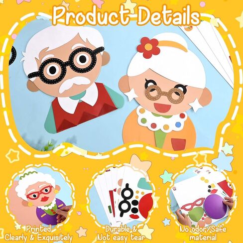 Sanixin 30 Set Grandparents Crafts for Kids 100 Days of School Craft Kits Fun DIY Old Lady Granny Grandpa Stickers Crafts for 100th Day of School Classroom Activities Party Decor Favors in Saudi Arabia