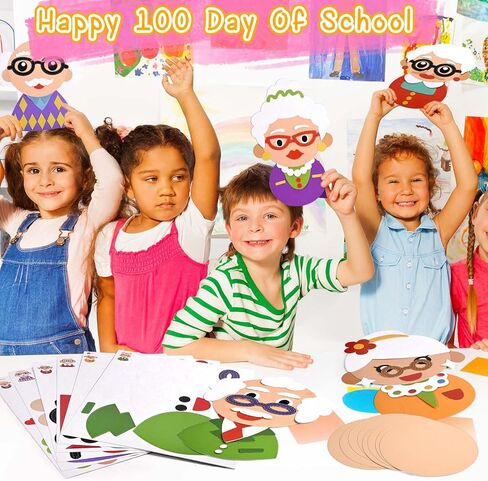 Sanixin 30 Set Grandparents Crafts for Kids 100 Days of School Craft Kits Fun DIY Old Lady Granny Grandpa Stickers Crafts for 100th Day of School Classroom Activities Party Decor Favors in Saudi Arabia