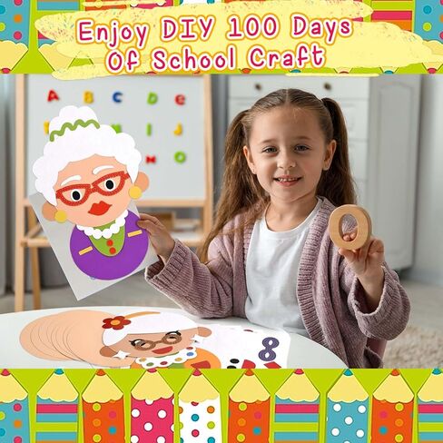 Sanixin 30 Set Grandparents Crafts for Kids 100 Days of School Craft Kits Fun DIY Old Lady Granny Grandpa Stickers Crafts for 100th Day of School Classroom Activities Party Decor Favors in Saudi Arabia