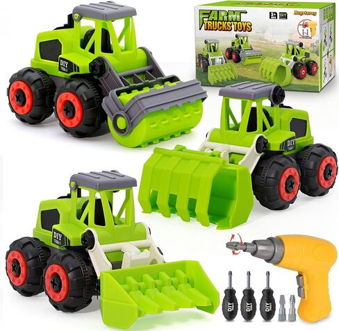 Take Apart Farm Trucks Toys for Kids Boys, DIY STEM Building Construction Toys with Electric Drill & Color Box, Gift for Boys Girls Toddlers Birthday in Saudi Arabia