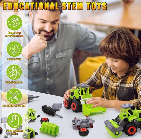 Take Apart Farm Trucks Toys for Kids Boys, DIY STEM Building Construction Toys with Electric Drill & Color Box, Gift for Boys Girls Toddlers Birthday in Saudi Arabia