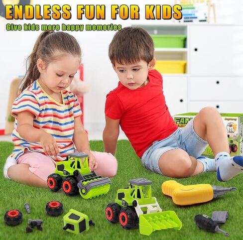 Take Apart Farm Trucks Toys for Kids Boys, DIY STEM Building Construction Toys with Electric Drill & Color Box, Gift for Boys Girls Toddlers Birthday in Saudi Arabia