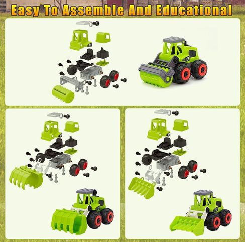 Take Apart Farm Trucks Toys for Kids Boys, DIY STEM Building Construction Toys with Electric Drill & Color Box, Gift for Boys Girls Toddlers Birthday in Saudi Arabia