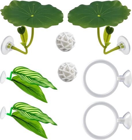 8-Piece Set Betta Fish Toys with Leaves, Rings and Balls for Betta Fish Hammock and Fish Tank Toy, Durable Material for Aquatic Play in Kuwait