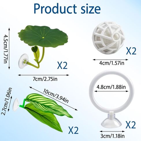 8-Piece Set Betta Fish Toys with Leaves, Rings and Balls for Betta Fish Hammock and Fish Tank Toy, Durable Material for Aquatic Play in Kuwait