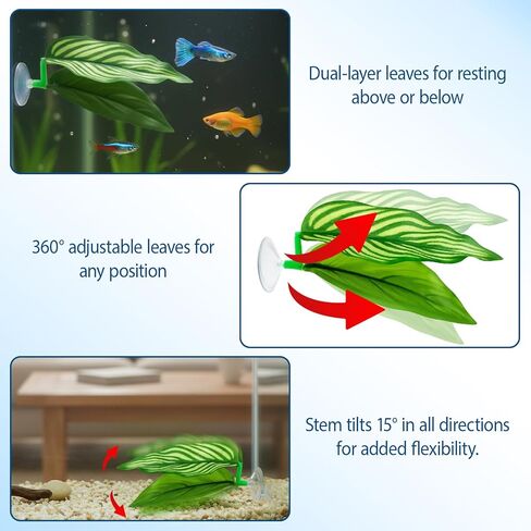 8-Piece Set Betta Fish Toys with Leaves, Rings and Balls for Betta Fish Hammock and Fish Tank Toy, Durable Material for Aquatic Play in Kuwait
