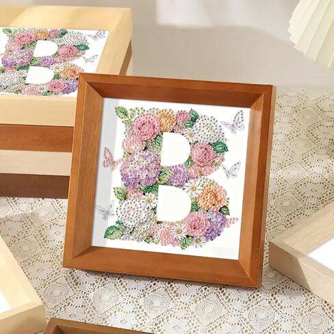 antor Floral 5D Diamond Art Kit for Adults Letter B, Blooming Monogram Diamond Painting Kit for Special Shape Canvas, DIY Crystal Rhinestones Gem Art Home Wall Decor 17x17cm in Saudi Arabia